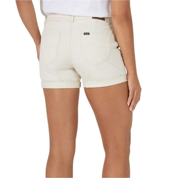 Lee Legendary Regular Fit Cream Mid Rise Rolled Hem Utility Shorts - Picture 7 of 13